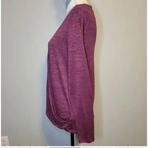 GAP Ruby Wine Long Sleeve Surplice Cross Knit Top - Picture 5 of 9